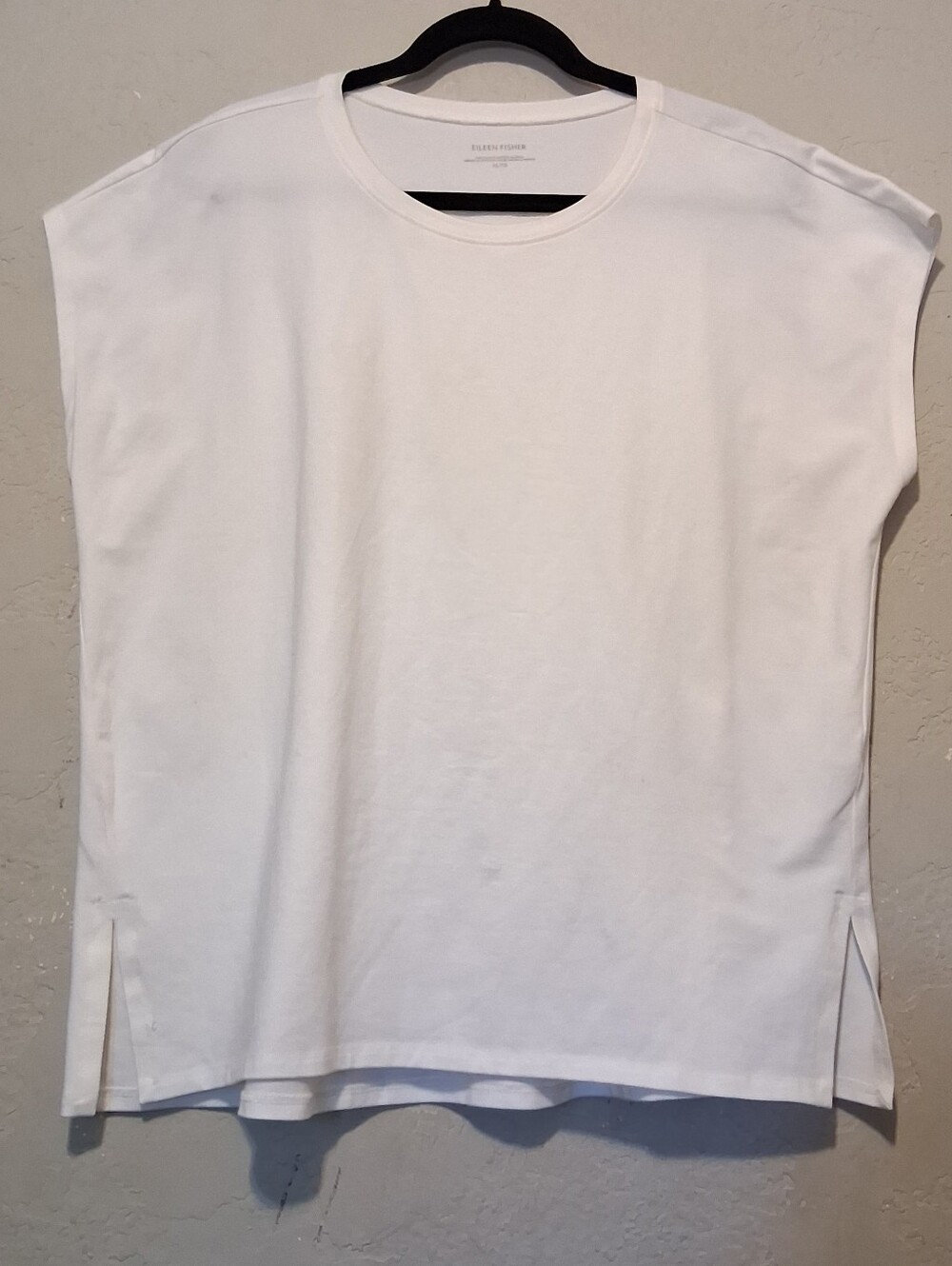 Eileen Fisher Crewneck White T-Shirt‎ Cotton SzXL/TG Short Sleeve Minimalist Top